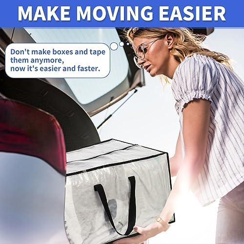 Black Moving Bags - 20 Pack Extra Large Heavy Duty Storage Bags With Zipper & Reinforce Handles | 29x14x13 Inch Moving Tote Bags Bulk For Clothing, Shoes, Travel - Image 6