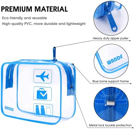 TSA Approved Clear Travel Toiletry Bag wih Zippers Carry-on Travel Accessories Quart Size Toiletries Cosmetic Pouch Makeup Bags for Men and Women (2pcs Navy Blue) - Image 3