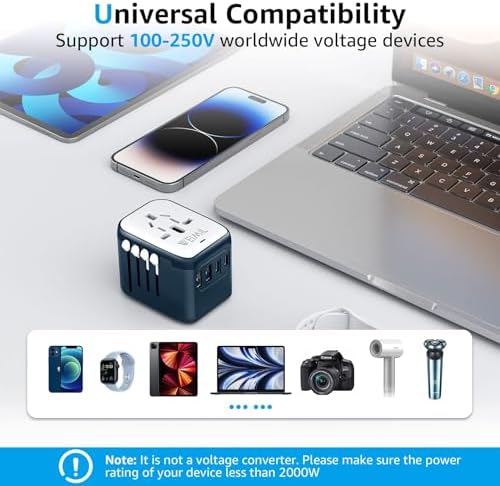 Universal Travel Adapter, International Plug Adapter with 2 USB-C Ports and 2 USB-A Ports, Travel Adapter Worldwide Outlet Converter for USA EU UK AUS - Image 6