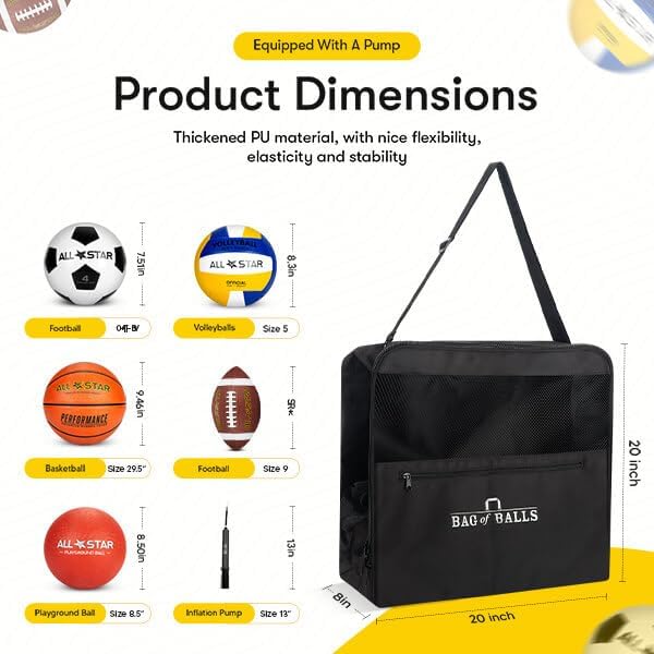 Easy Play Sports and Outdoors - Complete Sports Ball Set in Carry Bag - Sport Balls Kit with Pump - Ideal for Boys' Outdoor Play and Convenient Storage - Image 4