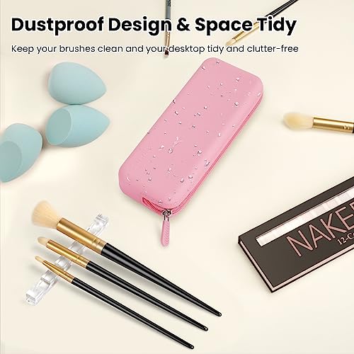 Travel Makeup Brush Holder,Silicone Makeup Brush Holder,Makeup Brush Bbag,BPA free Travel Accessories-Pink - Image 2
