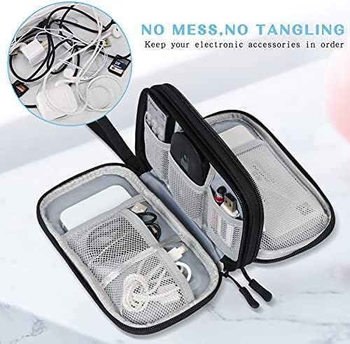 FYY Travel Cable Organizer Pouch Electronic Accessories Carry Case Portable Waterproof Double Layers All-in-One Storage Bag for Cord, Charger, Phone, Earphone Black - Image 5