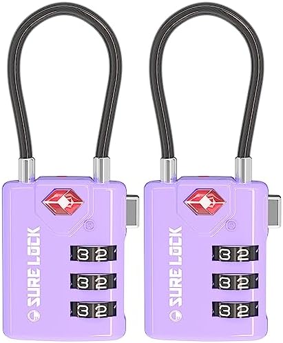 SURE LOCK TSA Compatible Travel Luggage Locks, Inspection Indicator, Easy Read Dials TSA Approved with Zinc Alloy