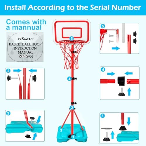 Toddler Basketball Hoop for Kids Boys Girls Portable Basketball Goals Indoor Outdoor Play Outside Backyard Toys for 2 3 4 5 6 Year Old Birthday Gift - Image 6