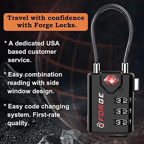 TSA Approved Cable Luggage Locks, Re-settable Combination with Alloy Body - Image 3