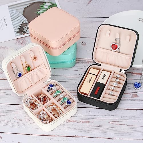 LETURE PU Leather Small Jewelry Box, Travel Portable Jewelry Case for Ring, Pendant, Earring, Necklace, Bracelet Organizer Storage Holder Boxes (WHITE-2PCS) - Image 6