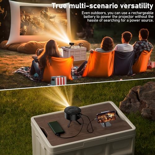 Mini Projector,Portable Movie Projector 1080P Support, 9500L Outdoor Projector for Home Theater Movie Phone Projector - Image 3