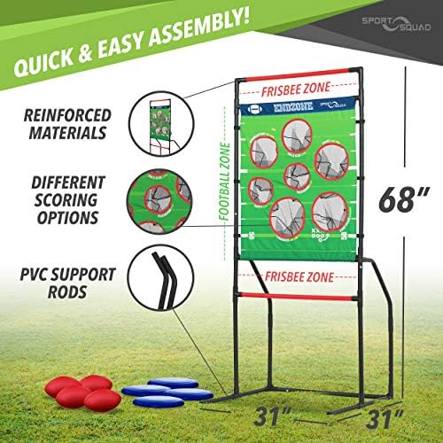 Sport Squad Endzone Challenge 2-in-1 Football and Flying Disc Toss - Backyard and Lawn Game for Indoor and Outdoor Use - Practice your Throwing Skills with this Football Target Carnival Game - Image 3