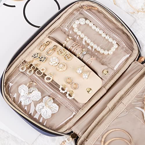 NISHEL Travel Jewelry Case, Travel Organizer for Necklaces, Earrings, Rings, Bracelets, Watch, Aegean-Blue - Image 5