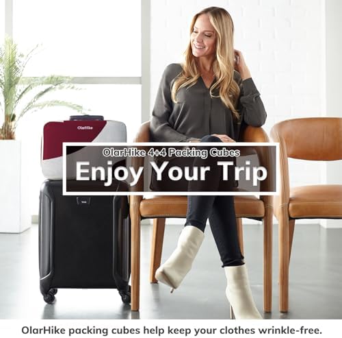OlarHike 8 Set Packing Cubes for Travel, 4 Various Sizes(Extra Large,Large,Medium,Small), Luggage Organizer Bags for Travel Accessories Travel Essentials,For Carry on Suitcases (Burgundy) - Image 8