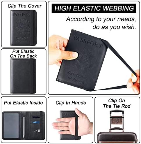 Passport Holder Cover Wallet Travel Essentials Leather Travel Wallet Rfid Blocking Case Vacation Travel Must Haves Travel Accessories for Men Women (110#Black) - Image 4