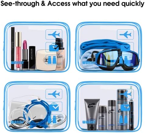 TSA Approved Clear Travel Toiletry Bag wih Zippers Carry-on Travel Accessories Quart Size Toiletries Cosmetic Pouch Makeup Bags for Men and Women (2pcs Navy Blue) - Image 5