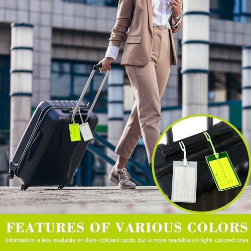 10 Pack Luggage Tags Suitcases Plastic Travel Bag & Baggage ID Label Tags Travel Essentials by Sodsay (Yellow) - Image 7