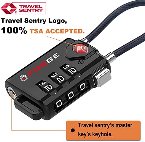 TSA Approved Cable Luggage Locks, Re-settable Combination with Alloy Body - Image 2