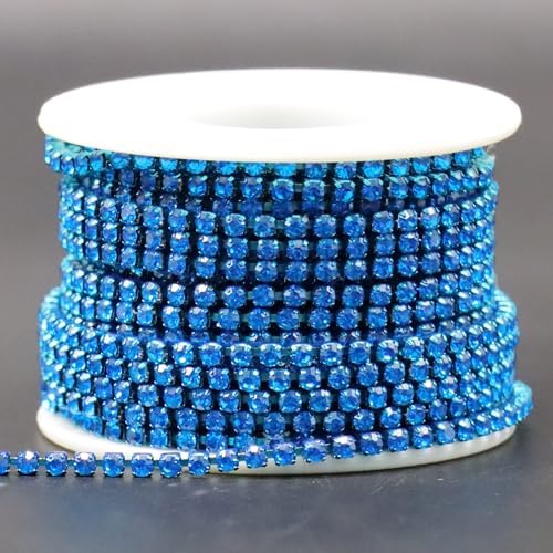 10 Yards 3 MM Rhinestone Chain Trim Crystal Rhinestone Close Chain Trim Shiny Rhinestone Chain for Sewing Crafts, DIY Decoration, Jewelry, Clothing, Shoes (Navy Blue-2)