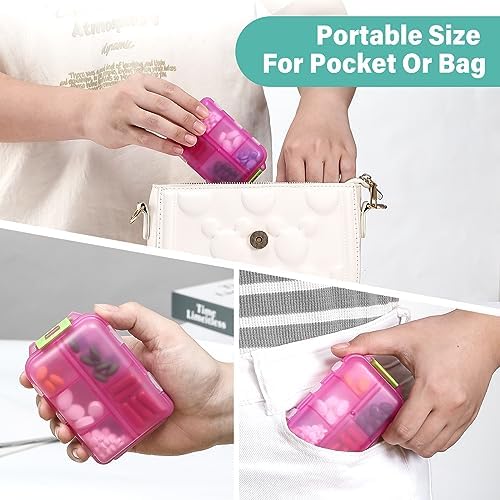 4 Pack Small Travel Pill Organizer for Purse, Pocket, Bag - 10 Compartments Pill Holder Box, Handy Medicine Container - Portable Mini Pharmacy for Weekly Daily Travel - BPA Free Vitamin Fish Oil Case - Image 4