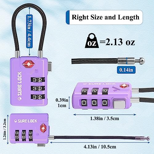 SURE LOCK TSA Compatible Travel Luggage Locks, Inspection Indicator, Easy Read Dials TSA Approved with Zinc Alloy - Image 7