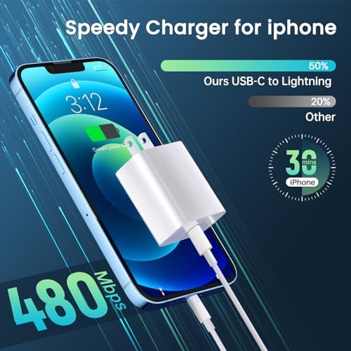 iPhone Charger Fast Charging【MFi Certified】 2Pack 20W PD USB C Wall Fast Charger Block with 6&10FT USB C to Lightning Cable Compatible with iPhone 14 Pro Max/13 Pro Max/12 Pro Max/11Pro/XS/XR/X/8/SE - Image 4
