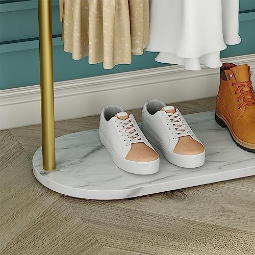 Gold Clothing Rack, Modern Clothes Rack with Marble Base, Heavy-duty Coat Racks Freestanding for Boutiques, Can Hang Jacket Garment, Hat, Scarf, Organize Shoes 31.5" W - Image 8