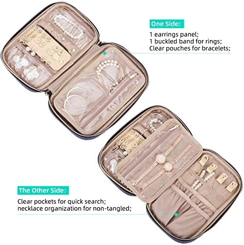 NISHEL Travel Jewelry Case, Travel Organizer for Necklaces, Earrings, Rings, Bracelets, Watch, Aegean-Blue - Image 3
