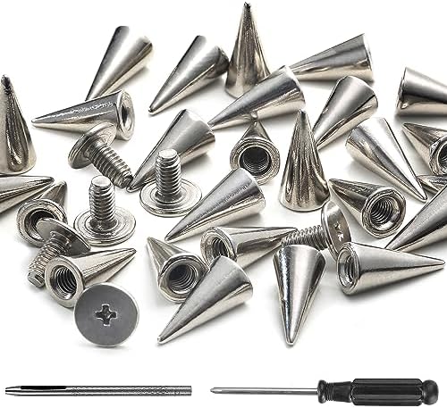 YORANYO 100 Sets Spikes and Studs 12MM Spikes for Clothing Metal Studs Rivets for Leather Punk Spikes Accessories Screw Back Studs and Spikes for Clothing Shoes Belts Bags Hats 15/32 Inch (Silver)