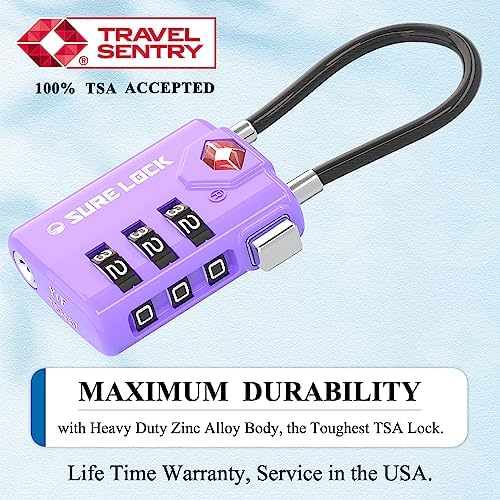 SURE LOCK TSA Compatible Travel Luggage Locks, Inspection Indicator, Easy Read Dials TSA Approved with Zinc Alloy - Image 2