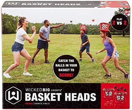 Wicked Big Sports Inflatable Basket Heads, Funny Basketball or Toss Game for Outdoor or Indoor Play, Red (1913)