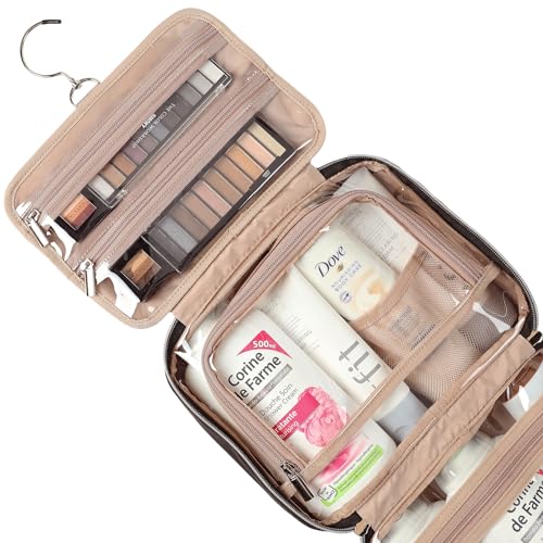 NISHEL Travel Toiletry Bag for women, Portable Hanging Organizer for Full-Sized Shampoo, Conditioner, Brushes Set, Travel-Size Accessories, Medium Size, Black - Image 3