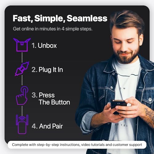 WLM Fastest WiFi Extender Signal Booster for Home - Up to 9000 sq. ft Coverage, Easy Set Up WiFi Repeater Wireless Signal Booster with Ethernet Port, Long Range, Ultra-Stable Router Internet Booster - Image 4