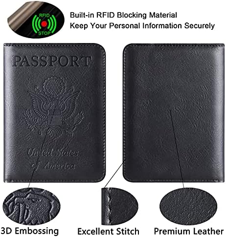 Passport Holder Cover Wallet Travel Essentials Leather Travel Wallet Rfid Blocking Case Vacation Travel Must Haves Travel Accessories for Men Women (110#Black) - Image 5