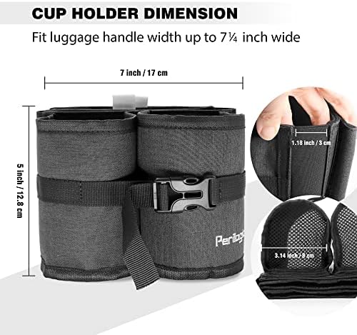 Perilogics Luggage Travel Cup Holder Hands Free Drink Caddy for Suitcase Handle. Perfect Airplane Travel Essential Accessory Gift for Frequent Traveler, Flight Attendant or with Children (Dark Gray) - Image 8