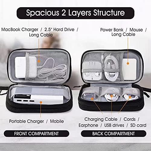 Travel Electronic Organizer Pouch Bag, 3 Compartments Portable Electronic Phone Accessories Storage Multifunctional Case for Cable, Cord, Charger, Hard Drive, Earphone(Pink) - Image 3