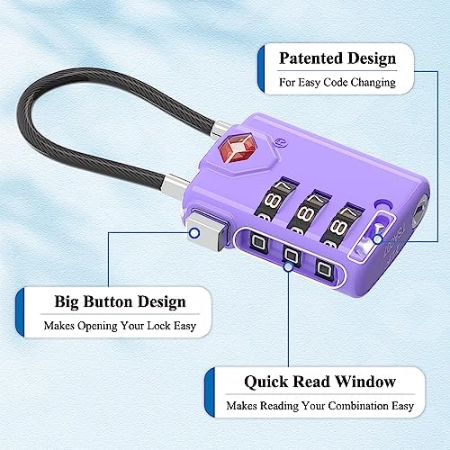 SURE LOCK TSA Compatible Travel Luggage Locks, Inspection Indicator, Easy Read Dials TSA Approved with Zinc Alloy - Image 5
