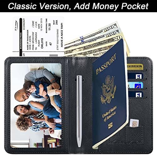 Passport Holder Cover Wallet Travel Essentials Leather Travel Wallet Rfid Blocking Case Vacation Travel Must Haves Travel Accessories for Men Women (110#Black) - Image 2