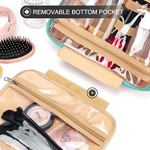 Travel Hanging Toiletry Bag for Women and Men, with 8 Leak Proofing Silicone Bottle Covers, Waterproof Makeup Accessories, Cosmetic Essentials, Toiletries Dopp Kit Set with Jewelry Organizer, Blue - Image 6