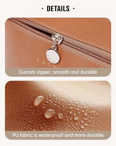 Travel Makeup Bag,Large Capacity Cosmetic Bags for Women,Waterproof Portable Pouch Open Flat Toiletry Bag Make up Organizer with Divider and Handle - Image 5