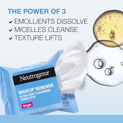 Neutrogena Makeup Remover Wipes, Individually Wrapped Daily Face Wipes for Waterproof Makeup, Travel & On-the-Go Singles, 20 Count - Image 3