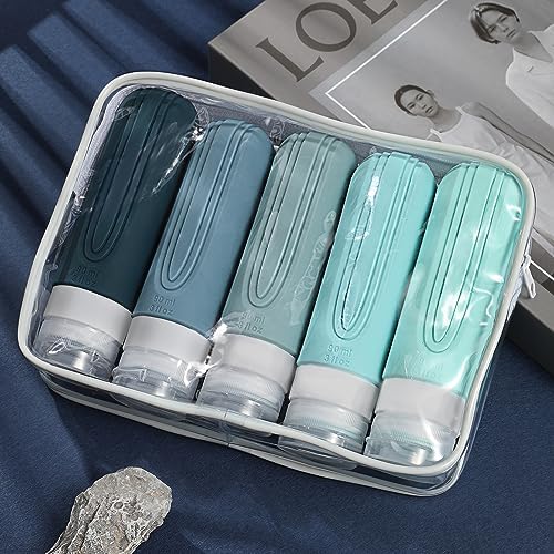 Travel Bottles for Toiletries, 5 Pack TSA Approved Travel Size Containers, 3oz Leak Proof Refillable Travel Accessories for Shampoo Conditioner, BPA Free Travel Bottles with Toiletry Bag - Image 7
