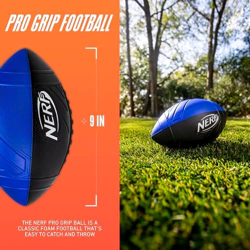 NERF Kids Foam Football - Pro Grip Youth Soft Foam Ball - Indoor + Outdoor Football for Kids - Small NERF Foam Football - 9" Inch Youth Sized Football - Blue + Black - Image 2