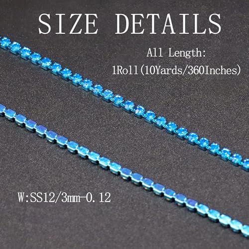 10 Yards 3 MM Rhinestone Chain Trim Crystal Rhinestone Close Chain Trim Shiny Rhinestone Chain for Sewing Crafts, DIY Decoration, Jewelry, Clothing, Shoes (Navy Blue-2) - Image 2