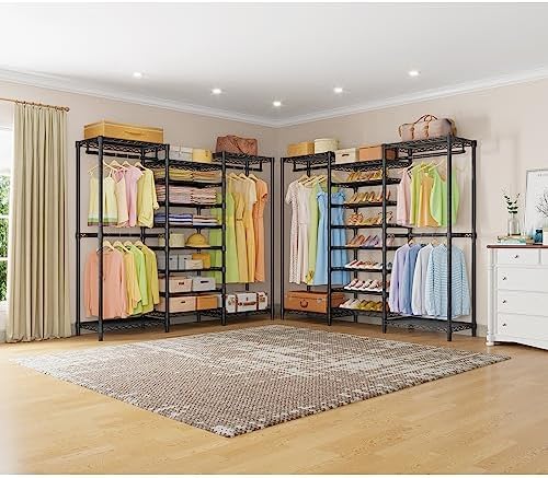 VIPEK S3 Heavy Duty Garment Rack Free Standing Clothes Rack Closet Storage Organizer Large Wardrobe with 6-Tier Shoe Rack, Hanging Rod, Adjustable Shelf, 68.9" L x 15.7" W x 76.4" H, Black - Image 6