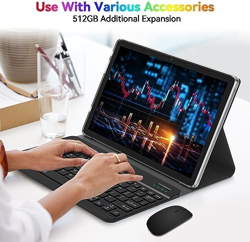 Newest 2024 Android 13 Tablet, 128GB+16(8+8 Expand)GB/512GB Expandable, Octa-Core Tablet with 5G WiFi, 8000mAh Battery, 10.1 inch Tablet with 21MP Camera, Tablet with Keyboard, Bluetooth, Mouse, Case. - Image 7