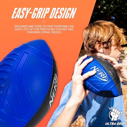 NERF Kids Foam Football - Pro Grip Youth Soft Foam Ball - Indoor + Outdoor Football for Kids - Small NERF Foam Football - 9" Inch Youth Sized Football - Blue + Black - Image 7