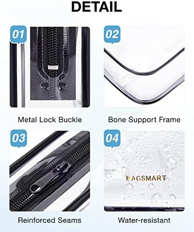 BAGSMART Clear Toiletry Bag, 3-Pack TSA Approved Travel Toiletry Bag Carry On Travel Accessories Bag Airport Airline Quart Size Bags water-resistant Makeup Bag for Women - Image 4