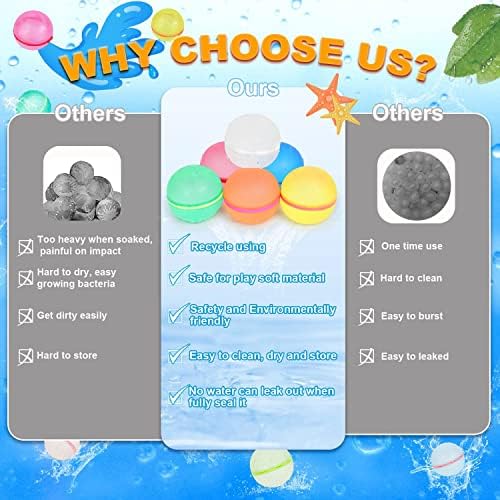 98K Reusable Water Balloons 6Pcs with Mesh Bag, Self Sealing Silicone Ball Latex-Free, No Clean Hassle, Easy to Fill, Summer Water Toys Swimming Pool Beach Park Yard Outdoor Games Party Supplies - Image 3