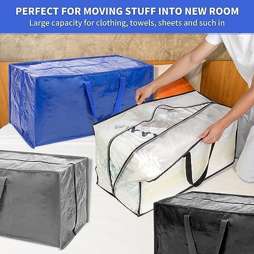 Black Moving Bags - 20 Pack Extra Large Heavy Duty Storage Bags With Zipper & Reinforce Handles | 29x14x13 Inch Moving Tote Bags Bulk For Clothing, Shoes, Travel - Image 4