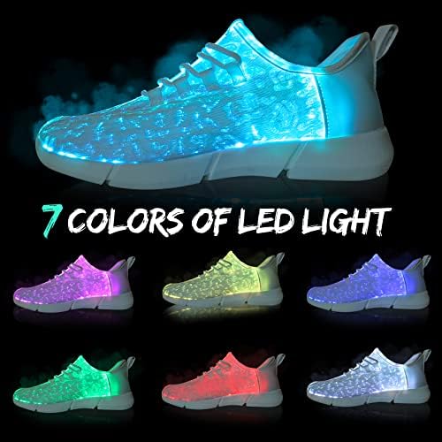 Shinmax Light Up Shoes,Fiber Optic LED Shoes for Women Men USB Charging Dancing LED Sneakers Flashing Shoes Glowing Luminous Trainers for Festivals,Christmas,Halloween and Parties White - Image 2