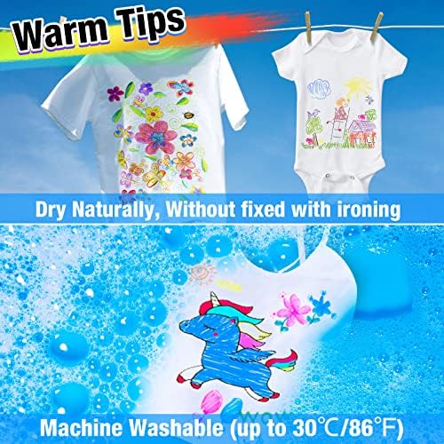 Dual Tip Fabric Markers Permanent for Clothes, 20 Colors Fabric Decorating Paint Pens for Kids, T-Shirt Shoe Markers for Sneakers Clothing Canvas Textile Bibs Coloring Book (Chisel & Fine Tip) - Image 6