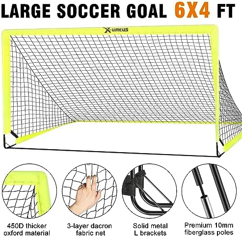 Kids Soccer Goals for Backyard Set of 2, 6x4 ft Portable Pop Up Soccer Goal Training Equipment with Soccer Ball, Ladder and Cones, Soccer Nets for Backyard for Kids Youth Toddler Outdoor Sports Games - Image 3